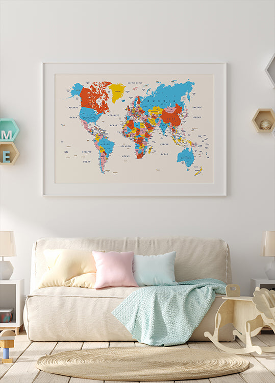 Vibrant World Map Plakat