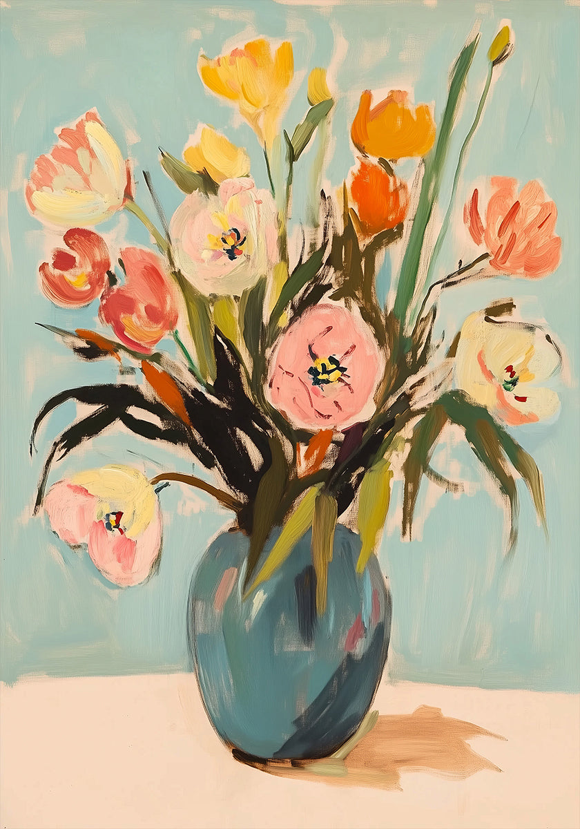 Colorful Flowers in Vase Plakat
