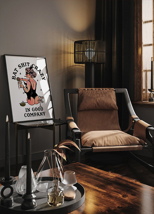 Bat Shit Crazy Funny Pin-Up Art Plakat
