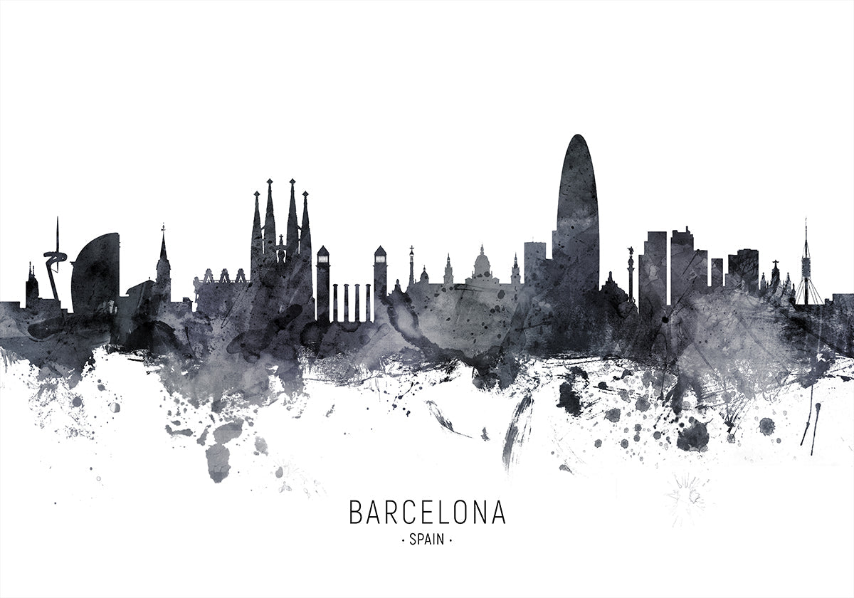 Barcelona Spain Skyline Plakat