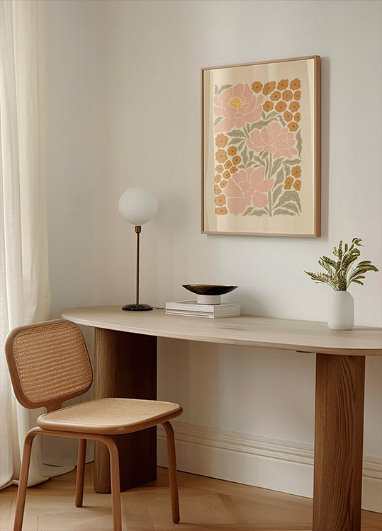 Retro Peonies Plakat