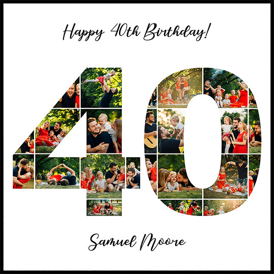 40th Birthday Photo Collage Personal Plakat