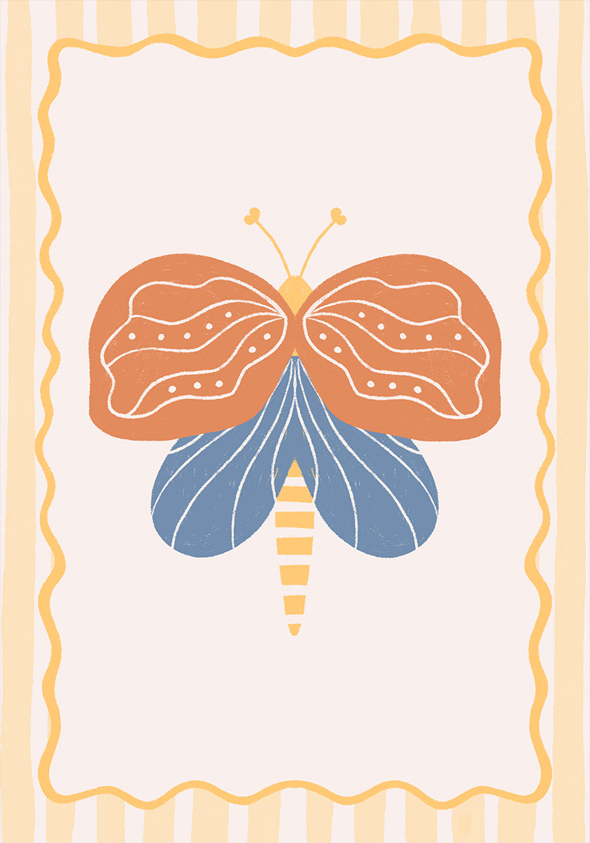 Blue Burnt Orange Moth Plakat