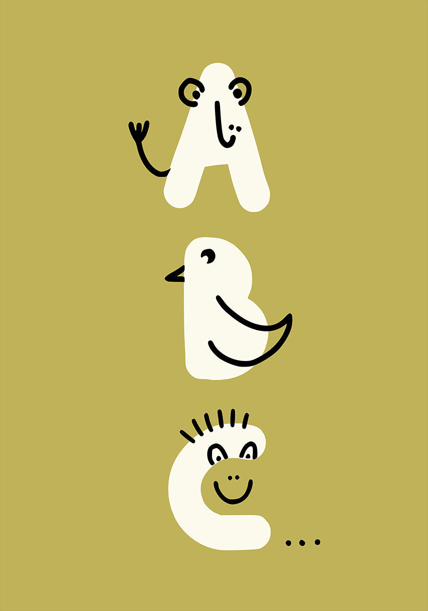 ABC kidult Illustration Khaki Plakat