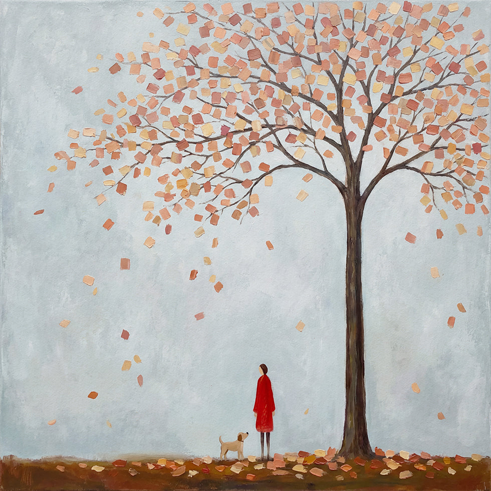 Dog Walking In Autumn Plakat