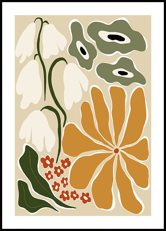 Classic Mid Century Florals Plakat