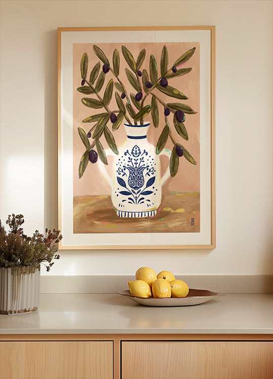 Olive Branches In a Pot Painting Plakat