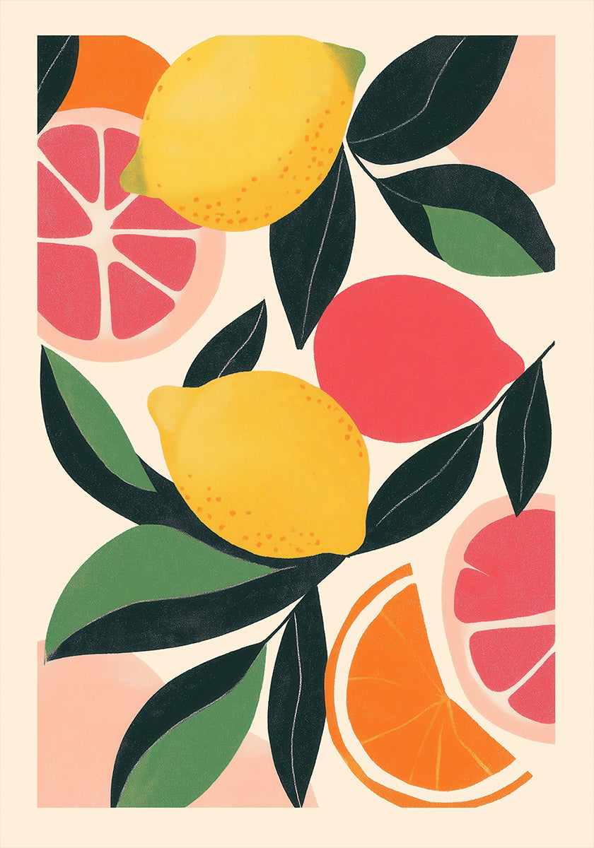 Citrus Fruit Illustration Plakat