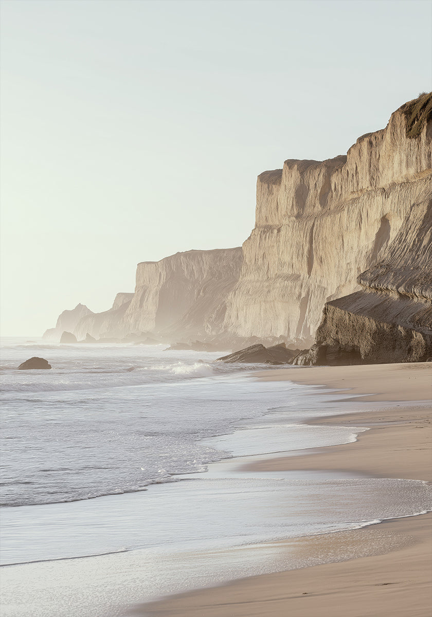 Pastel Coastline with Cliffs Beach Plakat