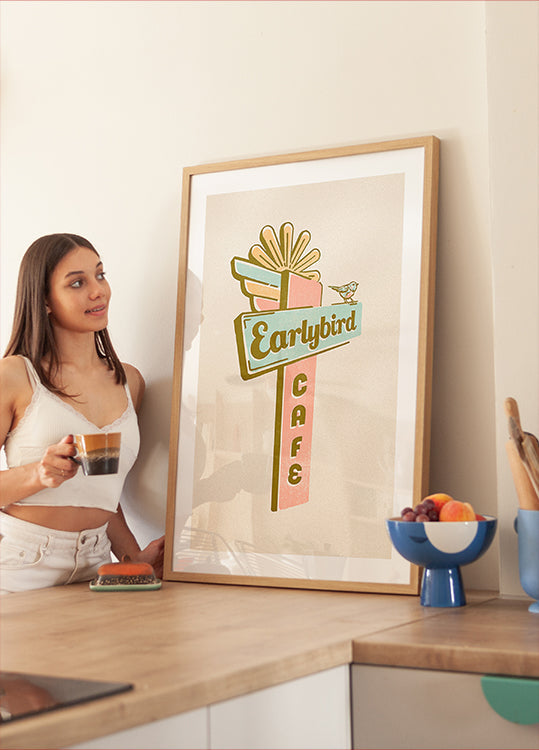 Early Bird Cafe Travel Art Plakat