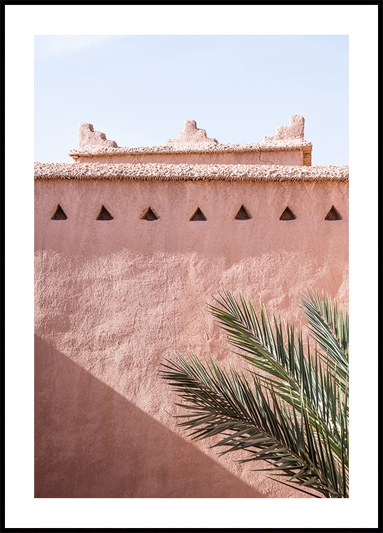 Palm and pink building Plakat