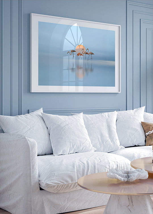 Flamingo in haven Plakat