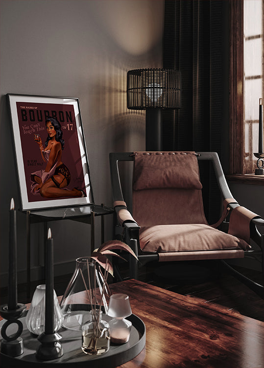 Babes of Bourbon Cant Touch This. Sexy Retro Pin Up Girl Whiskey Art Plakat