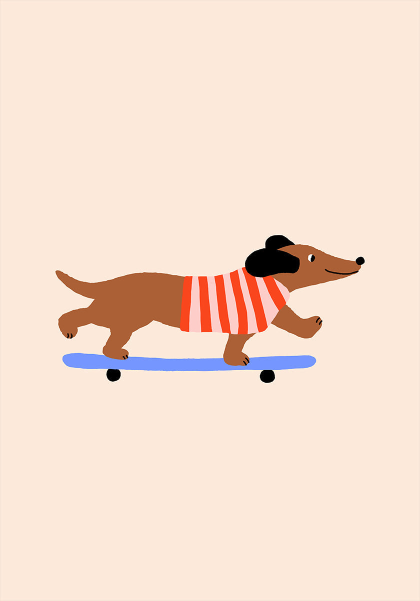 Dachshund on Skateboard Plakat