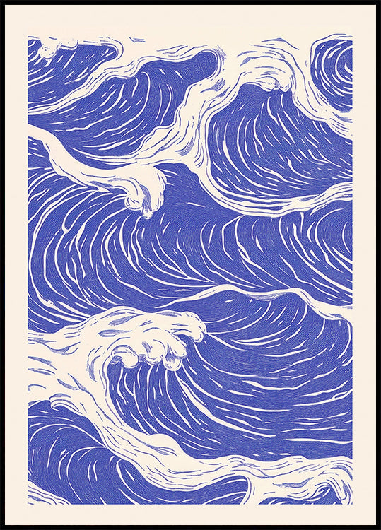 Abstract Blue Ocean Waves Plakat
