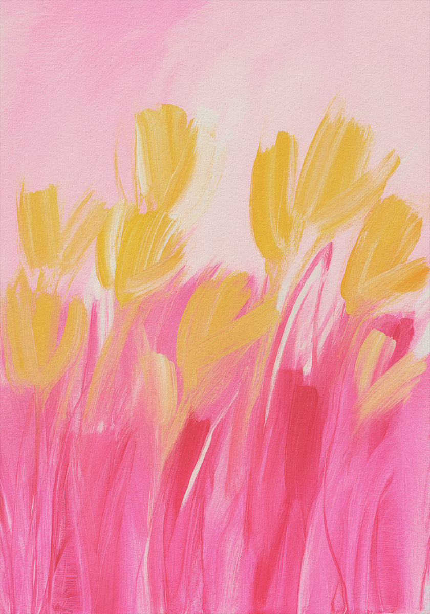 Flowers In Yellow and Pink Plakat