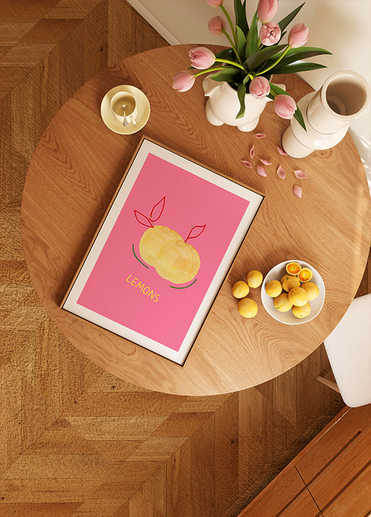 Lemons in Pink Plakat