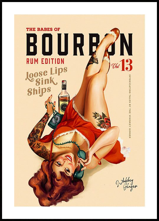 Babes of Bourbon Vol 13 Rum Drinking Pinup Girl Art Plakat