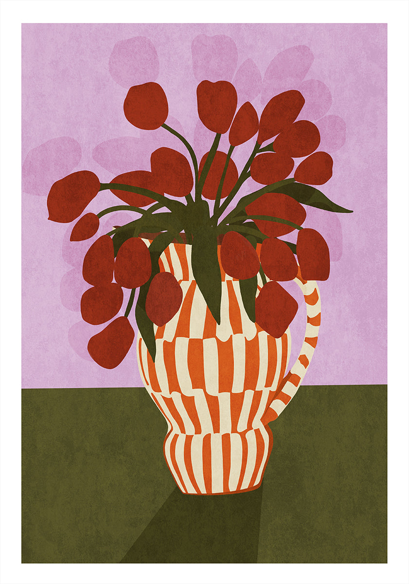 Bold Tulips in Vase Plakat