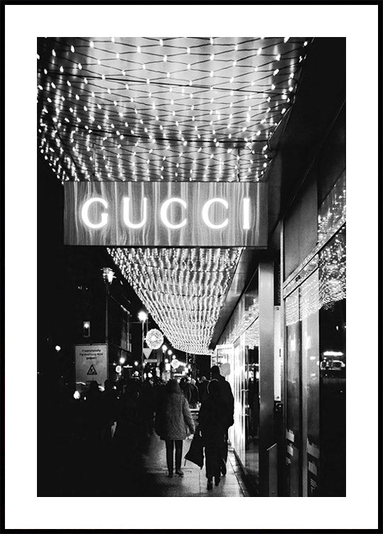 Gucci Black & White Night Lights Plakat
