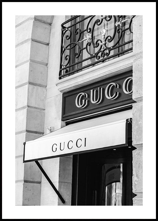 Gucci Boutique Black and White Plakat
