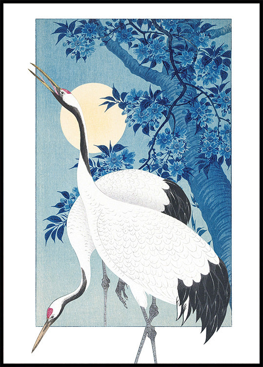 Cranes In a Moonlit Night Plakat
