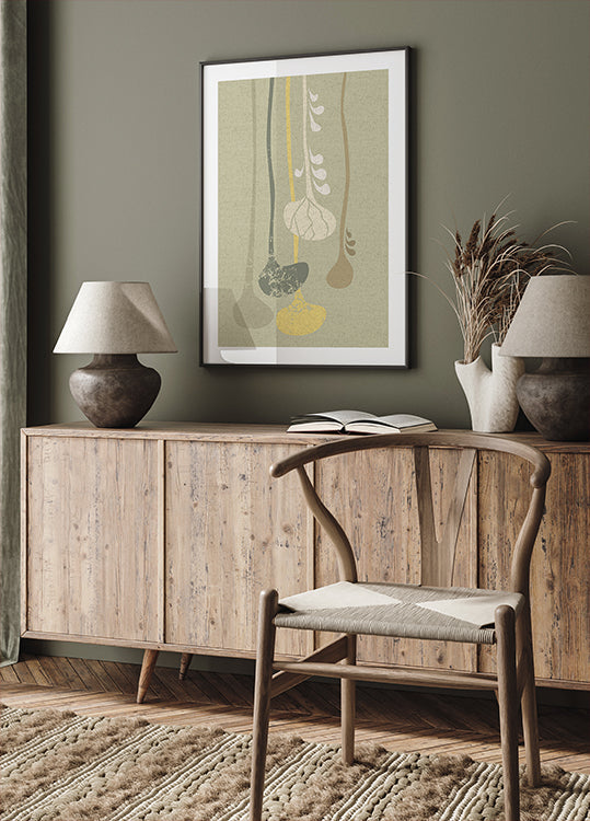 Abstract Paper Cut Composition sage green 1 Plakat
