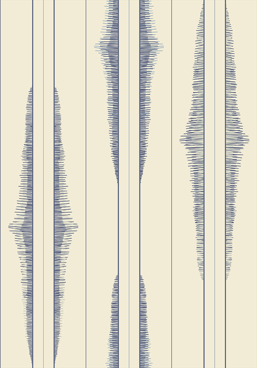 Boho ikat stripes blue shades pattern Plakat