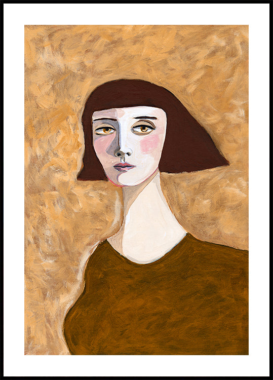 Expressive Portrait Lady with Bob Haircut green eyes Plakat