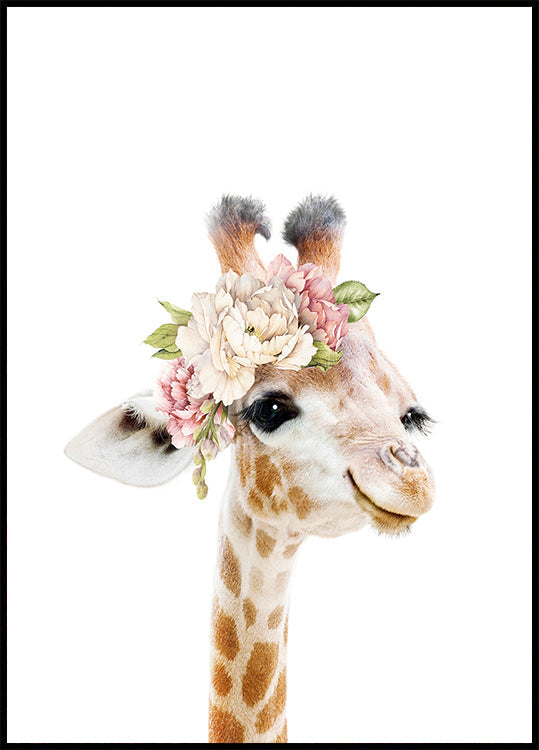 Floral Baby Giraffe Plakat