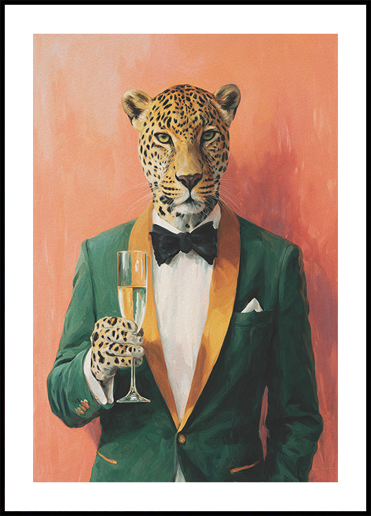 Leopard In Green Tuxedo Plakat