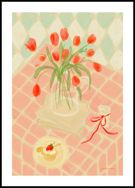 Red Tulips Summer Picnic Plakat