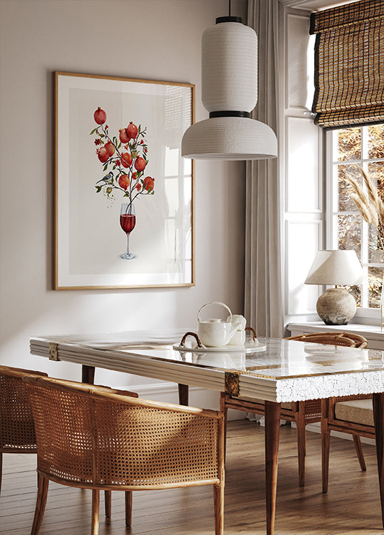 Pomegranate In a Glass of Wine Plakat