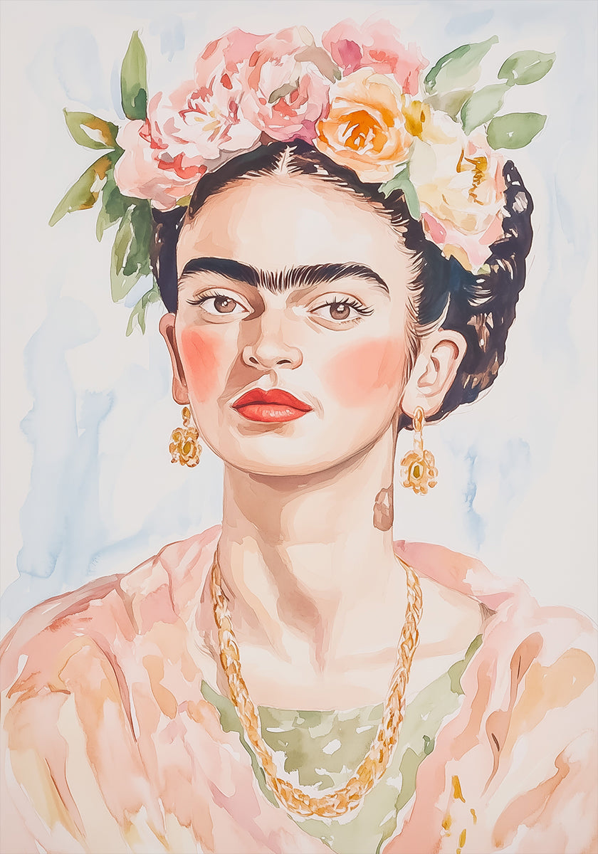 Frida Portrait Watercolor Plakat
