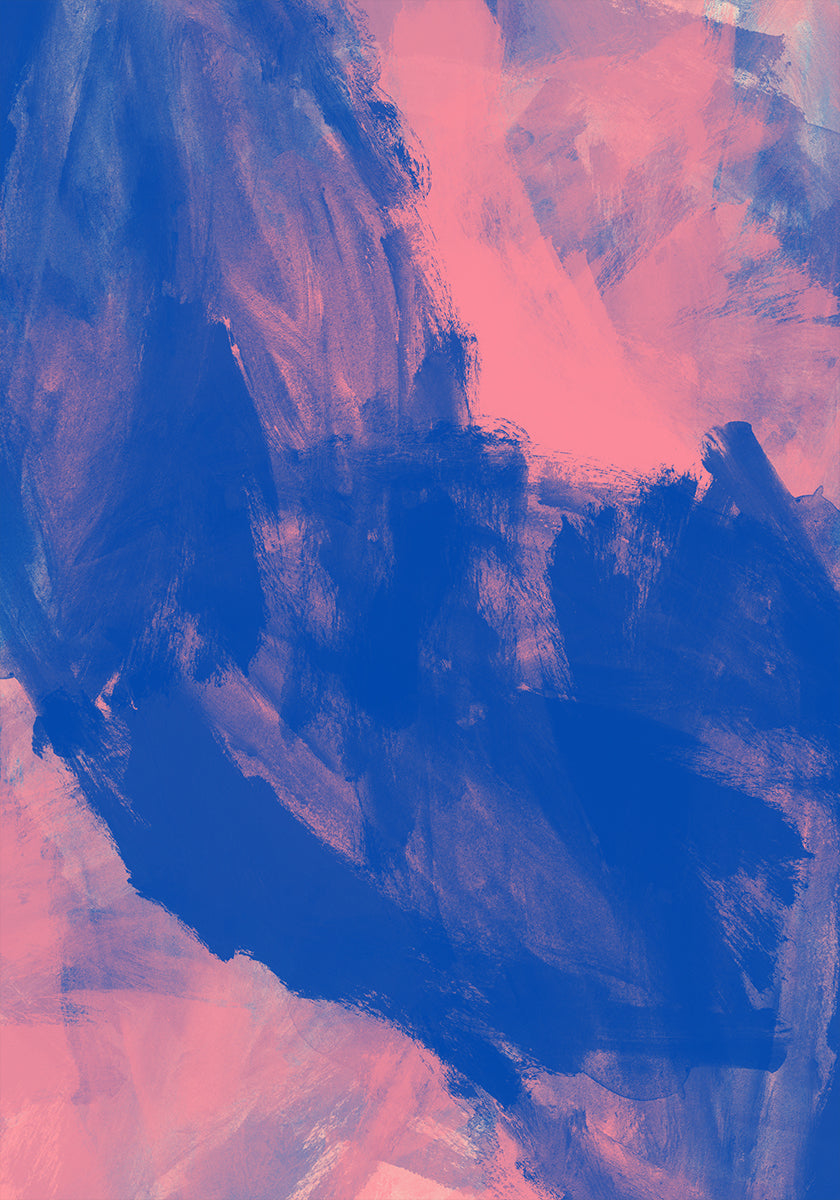 Blue Pink Abstract Strokes Plakat