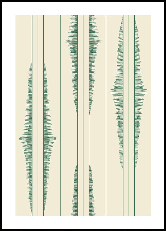 Boho ikat stripes green shades pattern Plakat