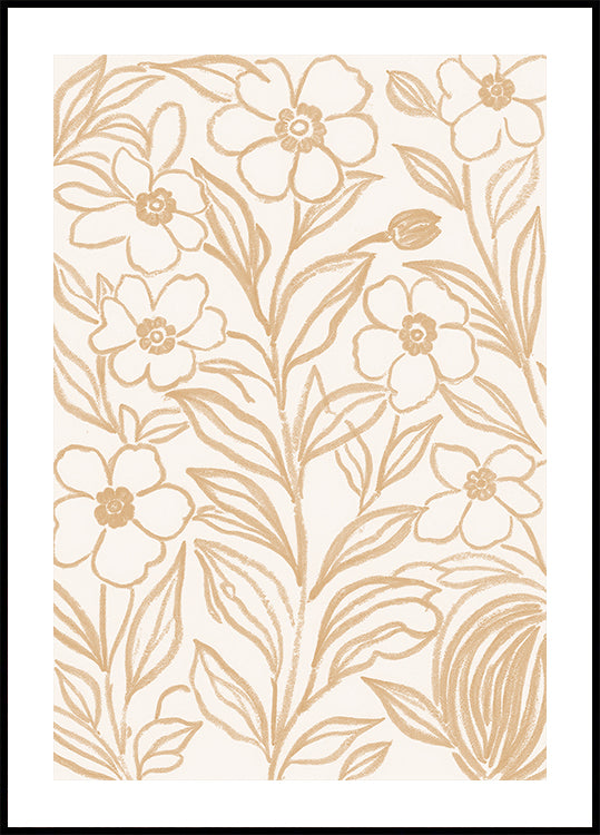Beige Botanical Blooms Plakat
