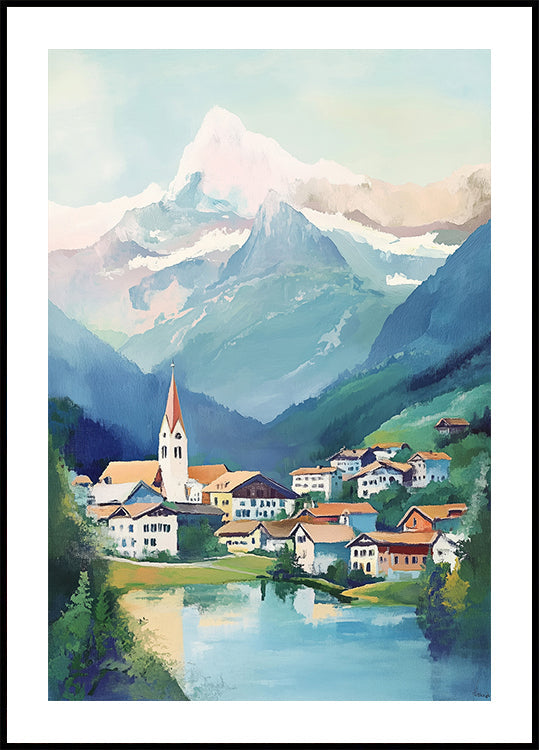 Grindelwald Switzerland Painting Plakat