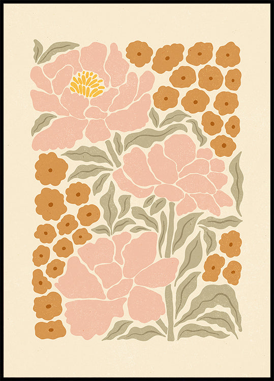 Retro Peonies Plakat