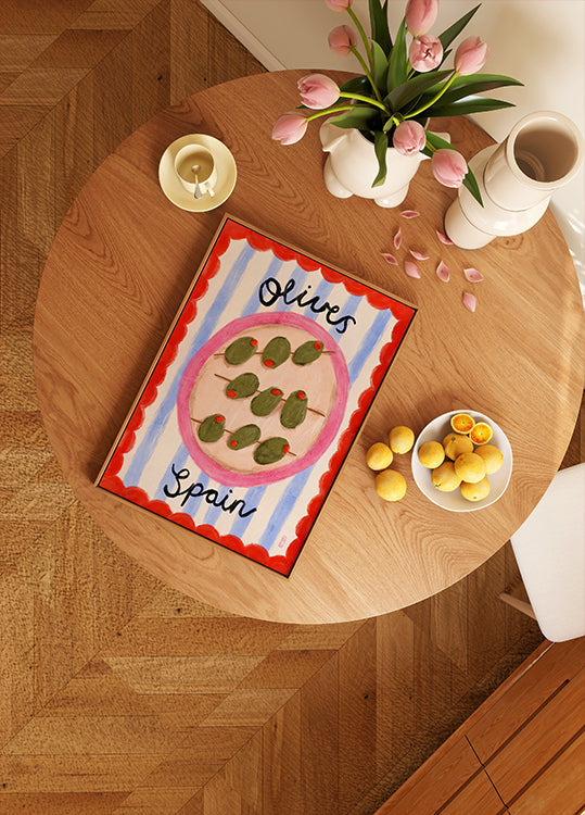 A Plate of Olives From Spain Food Illustration Plakat