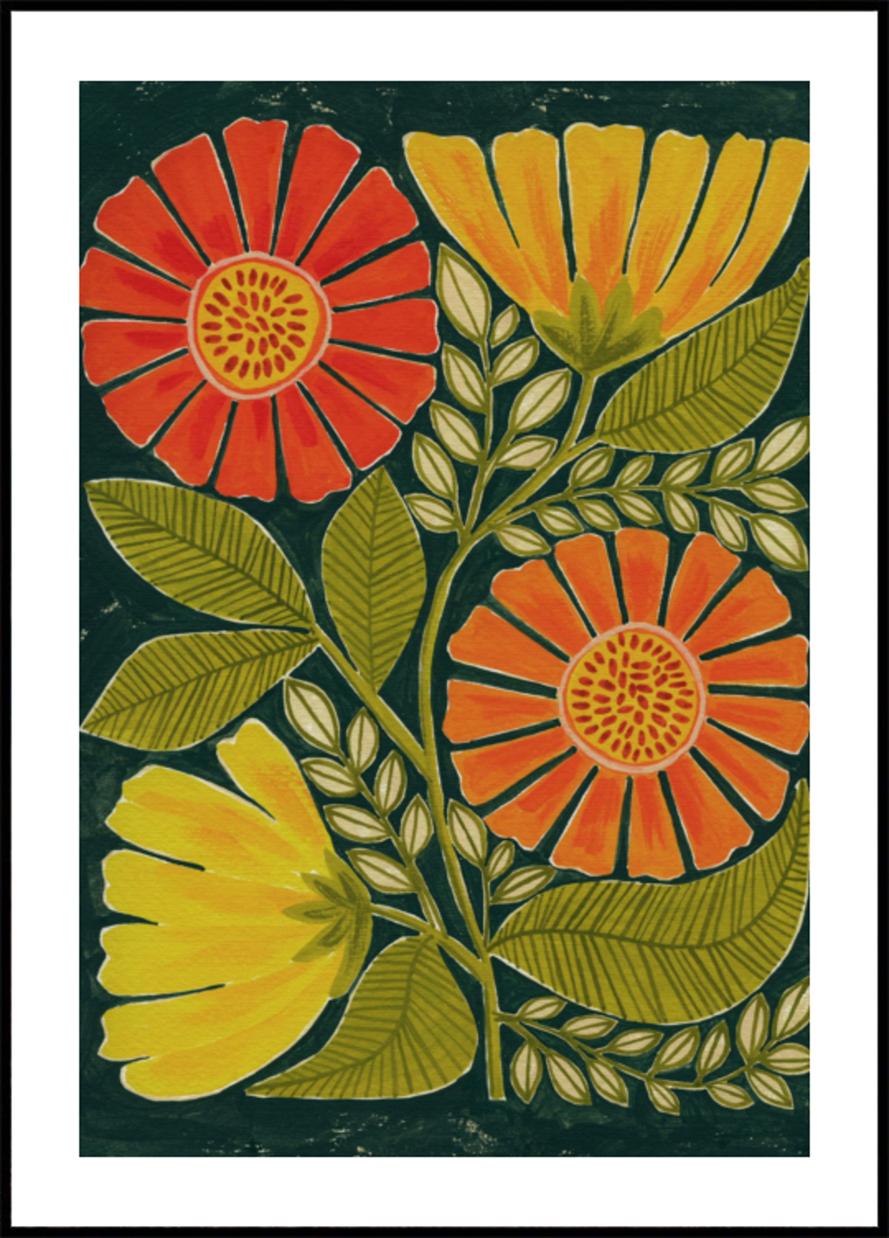 Colorful Folk Flowers
