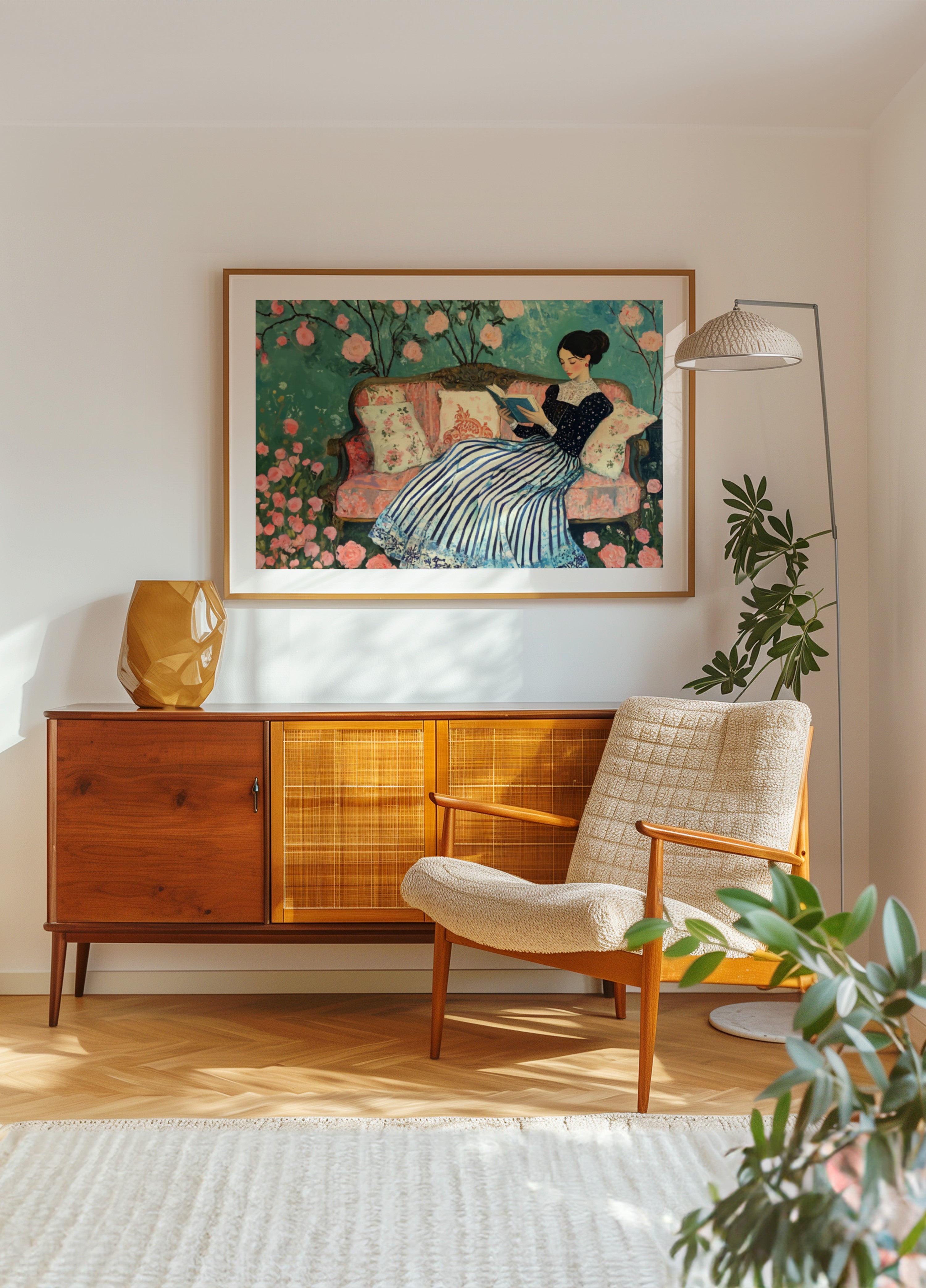 Woman Reading in Roses