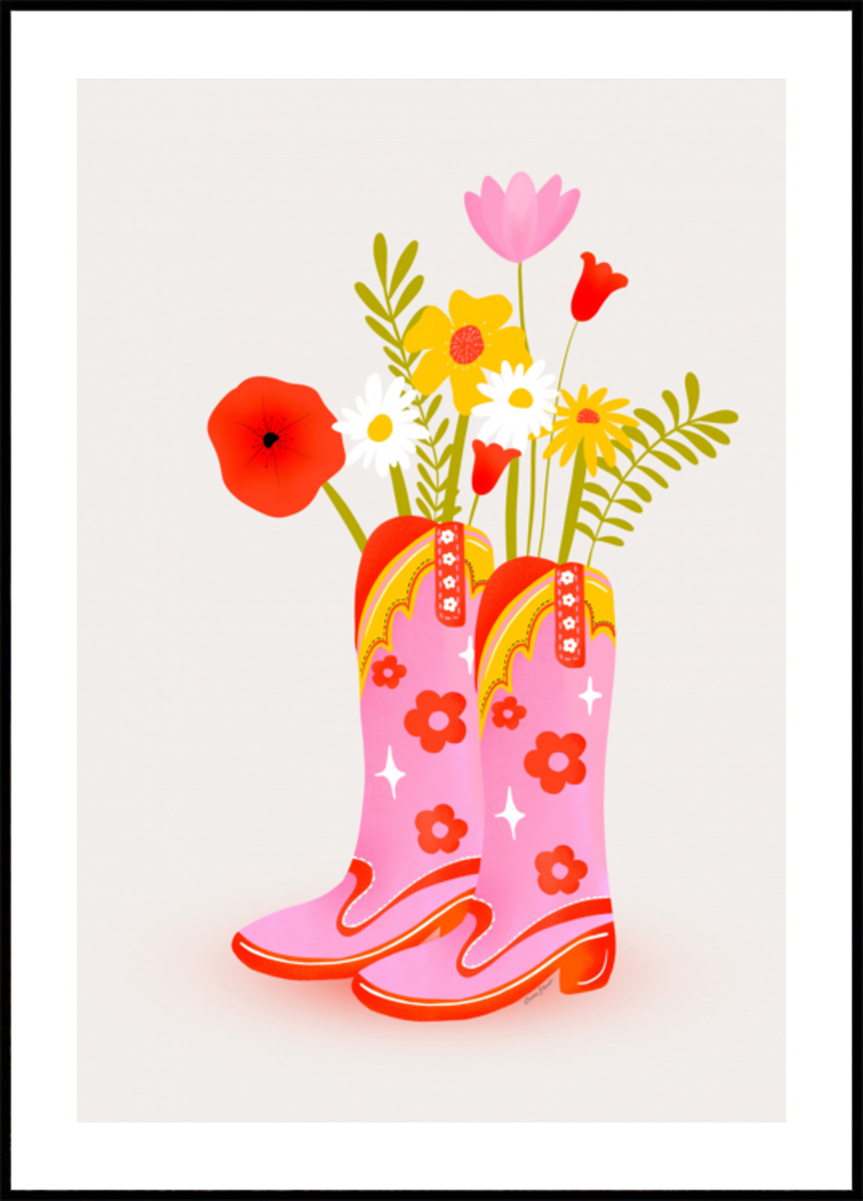 Pink Cowboy Boots Flowers