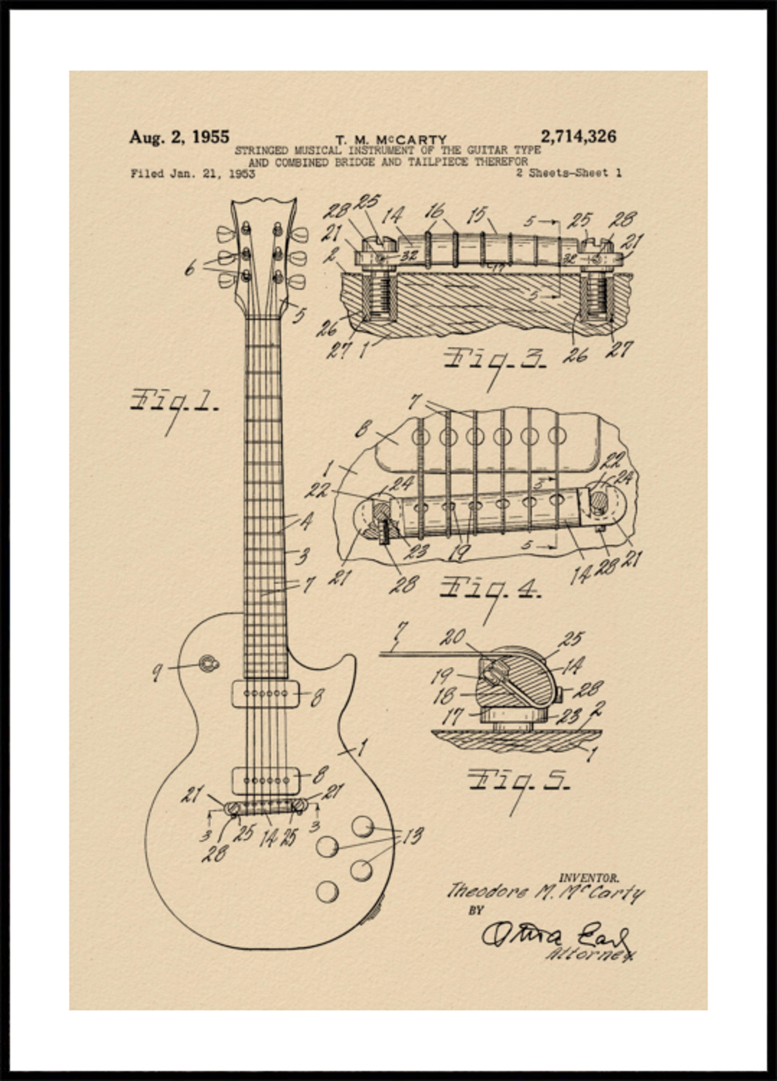 Vintage Guitar Patent Drawing