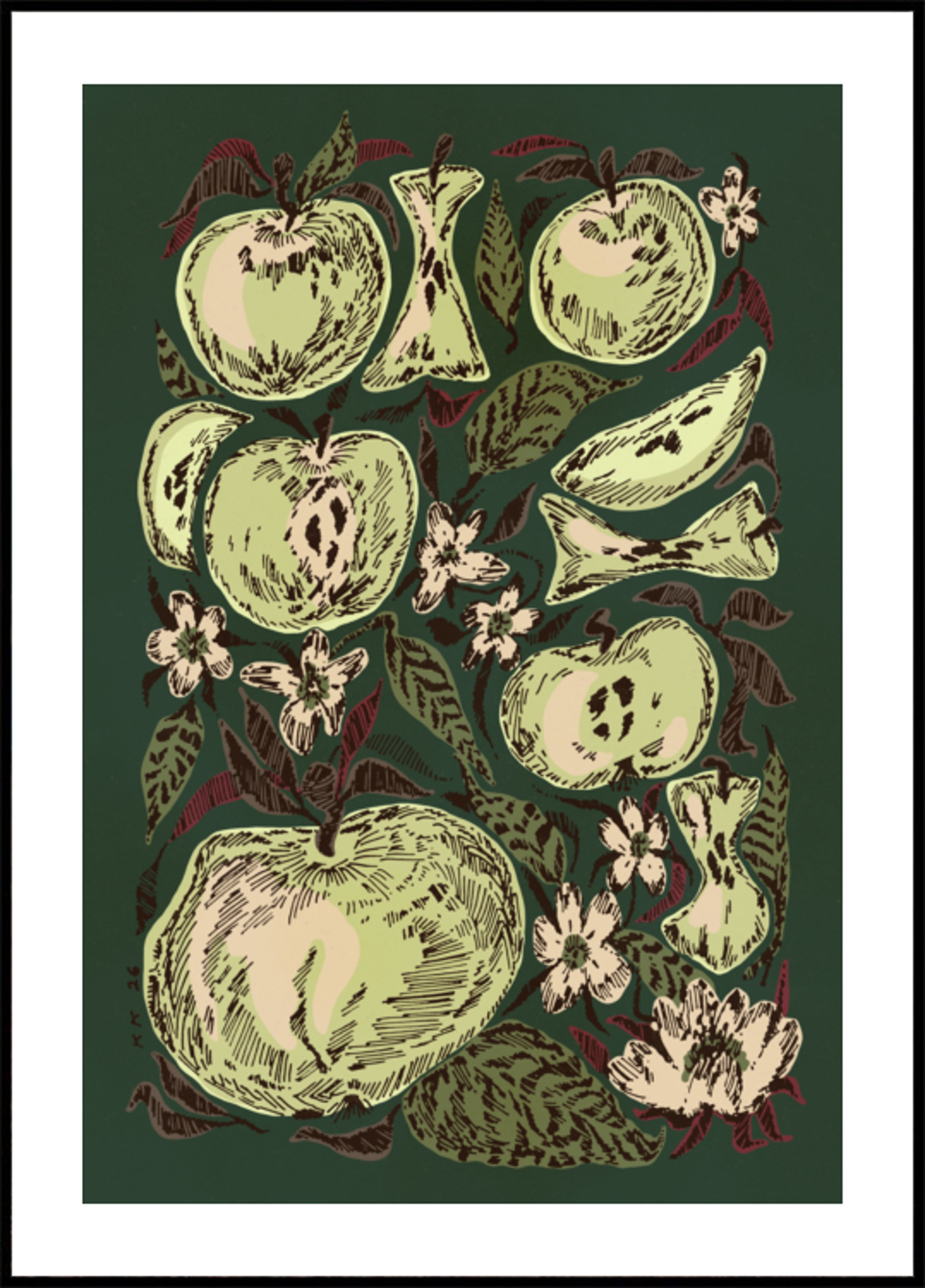 Sketched Green Apples