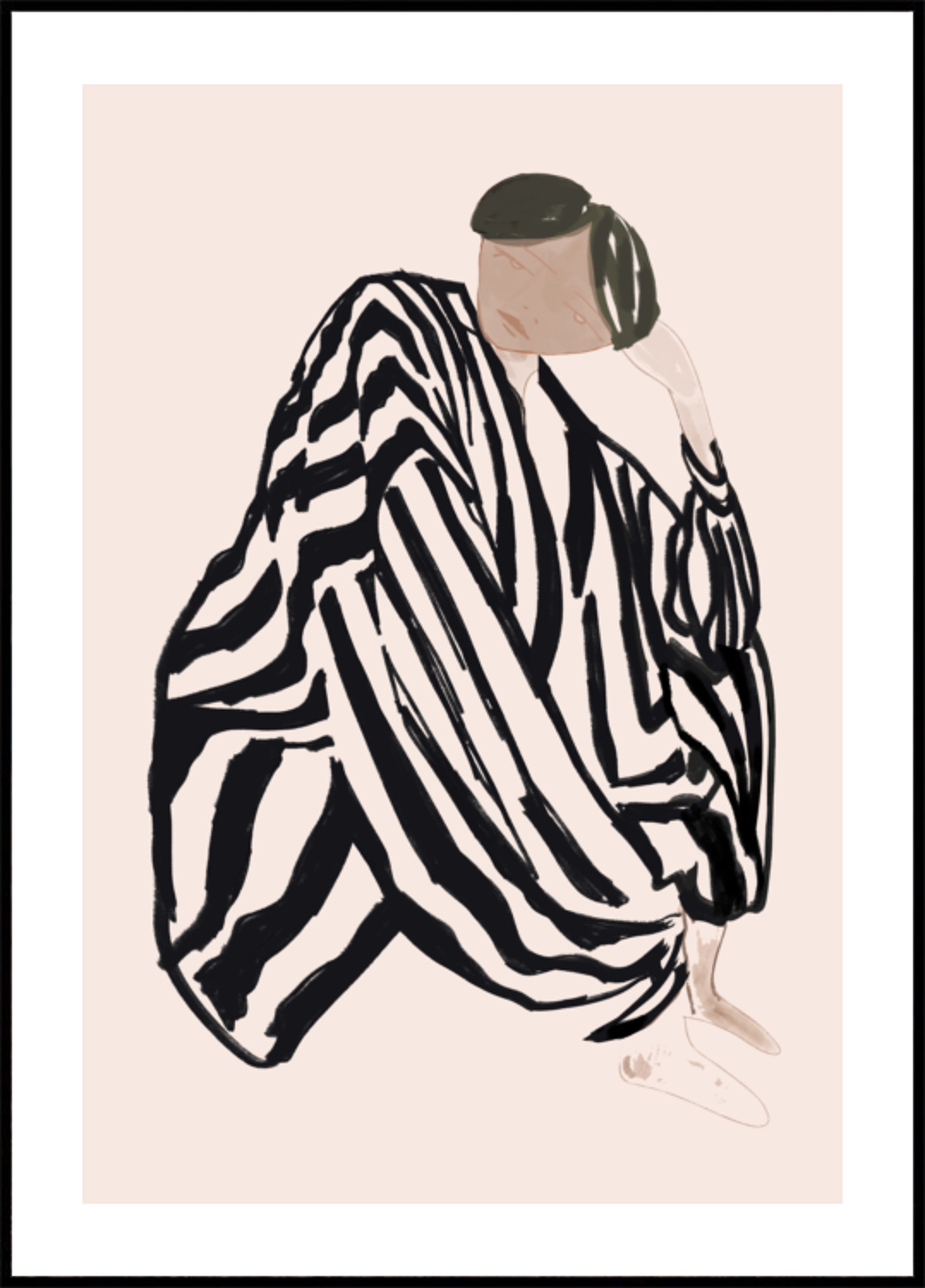 Pensive Striped Figure