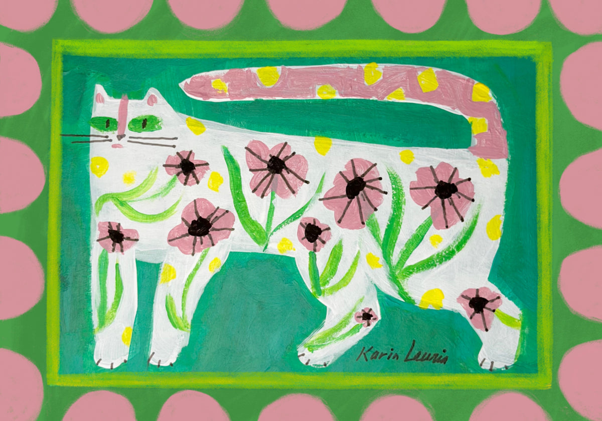 Whimsical Flower Cat