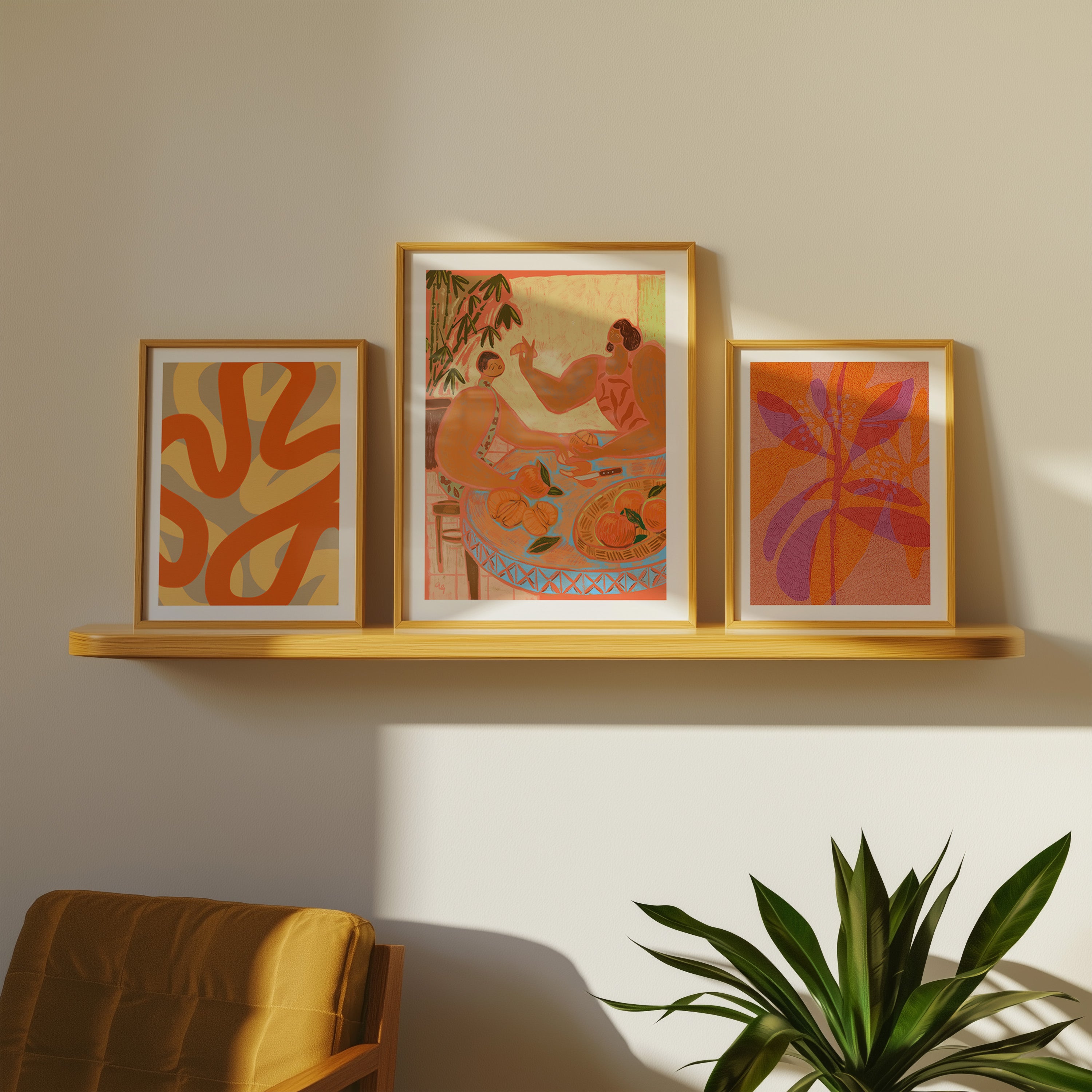 Boho abstrakt galleriveggkunst