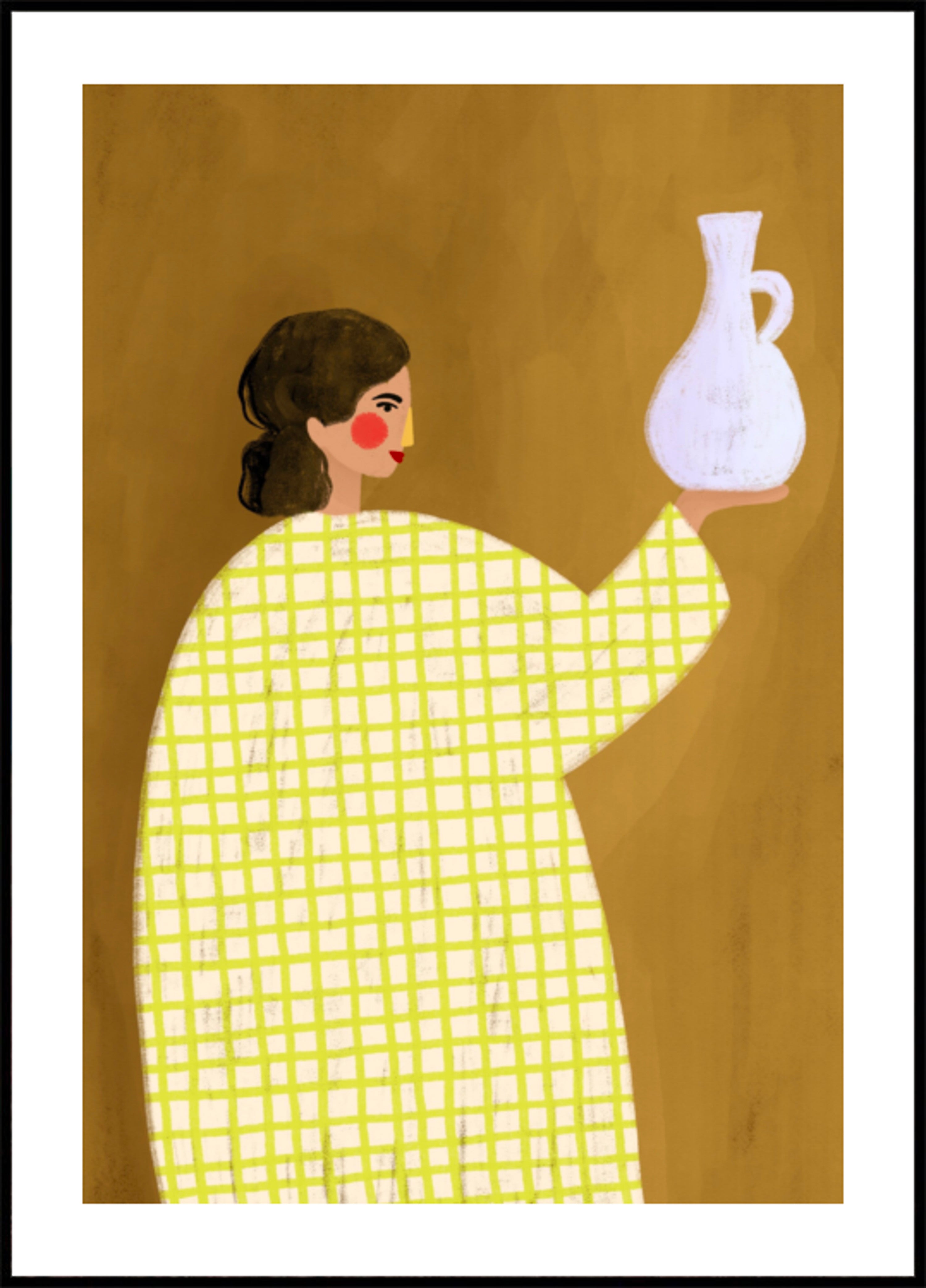 Woman Holding Pottery