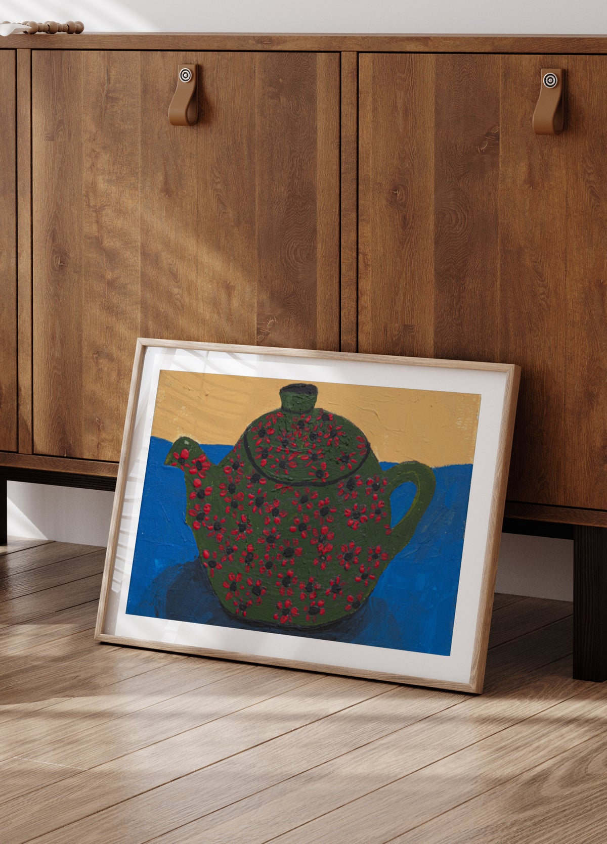 Green Floral Teapot Still Life